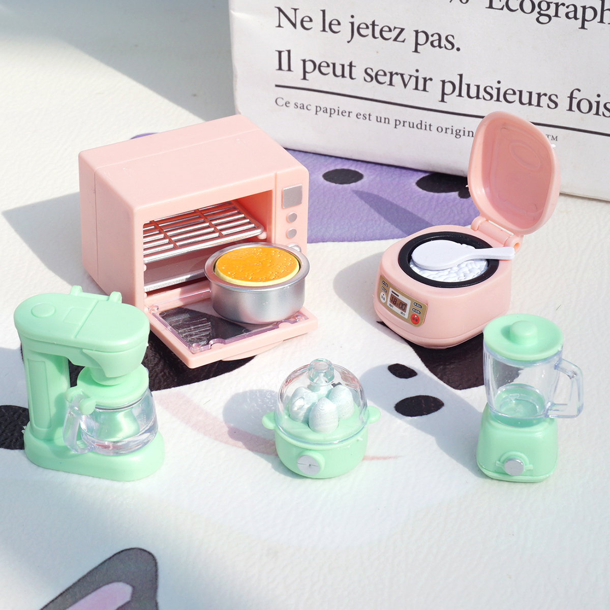 AliExpress DIY Dollhouse Bear Biscuits 1/12 Miniature Furniture Toaster Oven Mixer Electronic Scale Model Set Kitchen Toys For Girl Gift, view 6