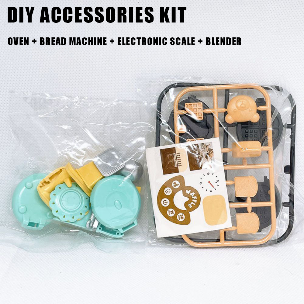 AliExpress DIY Dollhouse Bear Biscuits 1/12 Miniature Furniture Toaster Oven Mixer Electronic Scale Model Set Kitchen Toys For Girl Gift, view 4