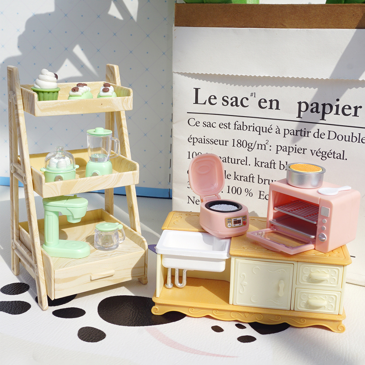 AliExpress DIY Dollhouse Bear Biscuits 1/12 Miniature Furniture Toaster Oven Mixer Electronic Scale Model Set Kitchen Toys For Girl Gift, view 5