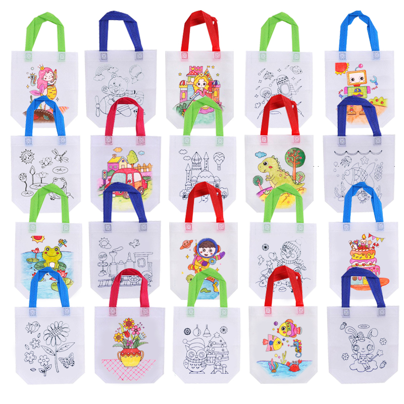 AliExpress DIY Graffiti Bags with Coloring Marker Painting Non-Woven Gift Bags For Kids Arts Crafts Color Filling Drawing Toys For Boy Girl, view 4