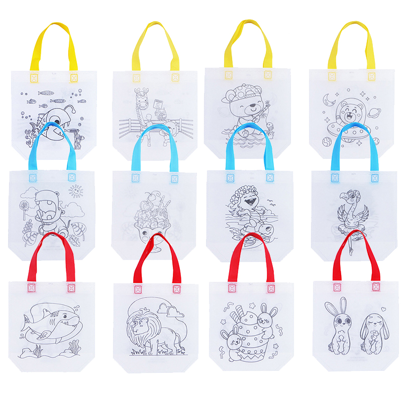 AliExpress DIY Graffiti Bags with Coloring Marker Painting Non-Woven Gift Bags For Kids Arts Crafts Color Filling Drawing Toys For Boy Girl, view 5