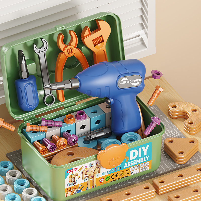 AliExpress DIY Nut Hand Disassembly Assembly Puzzle Simulated Screwing Toolbox Early Educational Kids Toy Shape Insert Blocks Toys For Boys, view 4