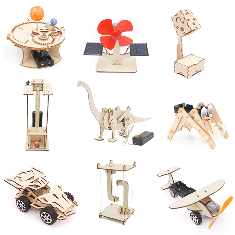AliExpress DIY Science Kit Educational STEM Kits Car Dinosaur Model Technologia Experimental Tool Wood Puzzle Games School Supply