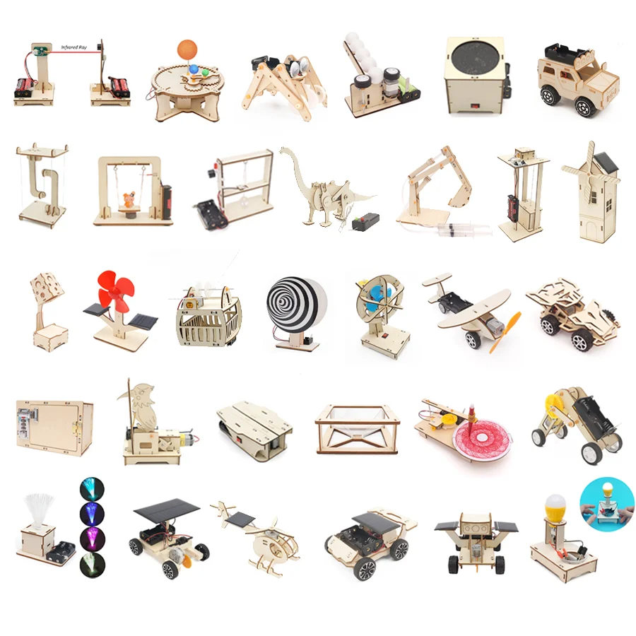 AliExpress DIY Science Kit Educational STEM Kits Car Dinosaur Model Technologia Experimental Tool Wood Puzzle Games School Supply, view 3