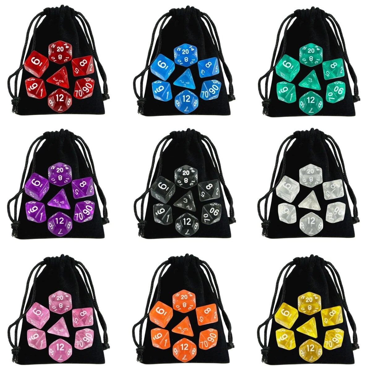 AliExpress DND Dice Polyhedral Dice RPG High Quality Transparent Dice Game Set Various Wonderful Colours For DND RPG Board Game Party Games