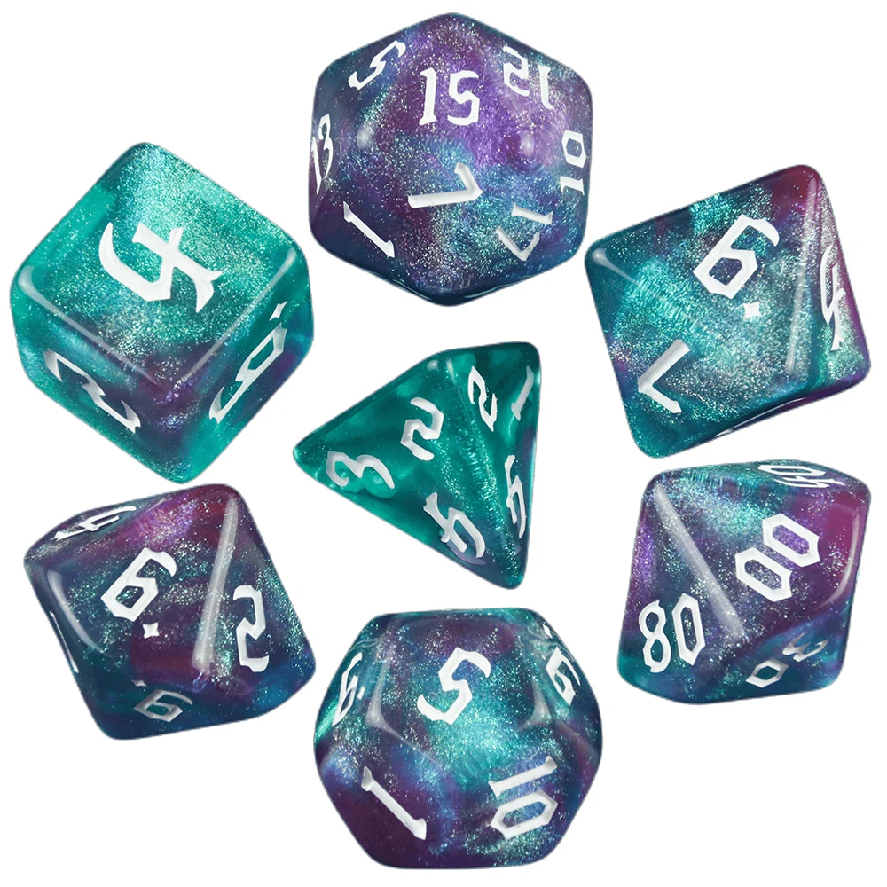 AliExpress DND  Dice RPG Dice Amazing Colours Mixing Fantasy Starlight Effect Unique Retro Font Styles For Roll Playing Card Games