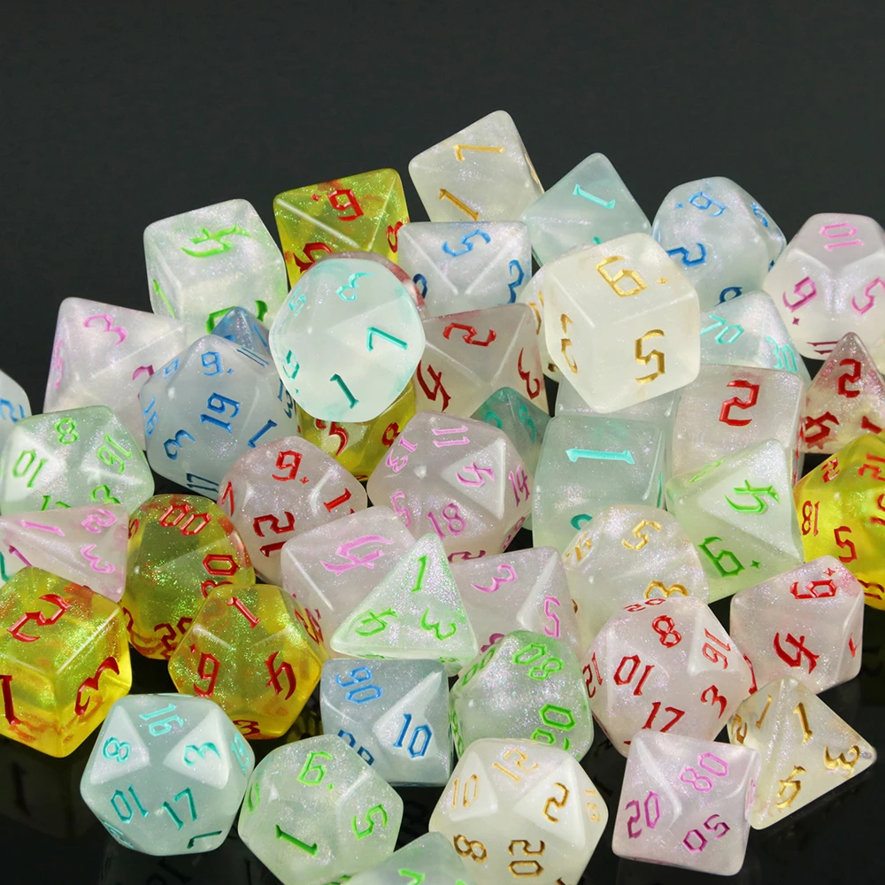 AliExpress DND Dice RPG Dice Amazing Colours Mixing Fantasy Starlight Effect Unique Retro Font Styles For Roll Playing Card Games, view 2