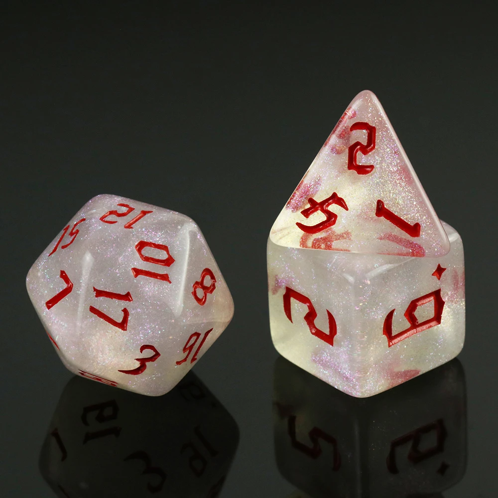 AliExpress DND Dice RPG Dice Amazing Colours Mixing Fantasy Starlight Effect Unique Retro Font Styles For Roll Playing Card Games, view 3