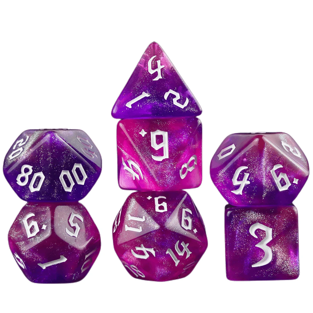 AliExpress DND Dice RPG Dice Amazing Colours Mixing Fantasy Starlight Effect Unique Retro Font Styles For Roll Playing Card Games, view 5