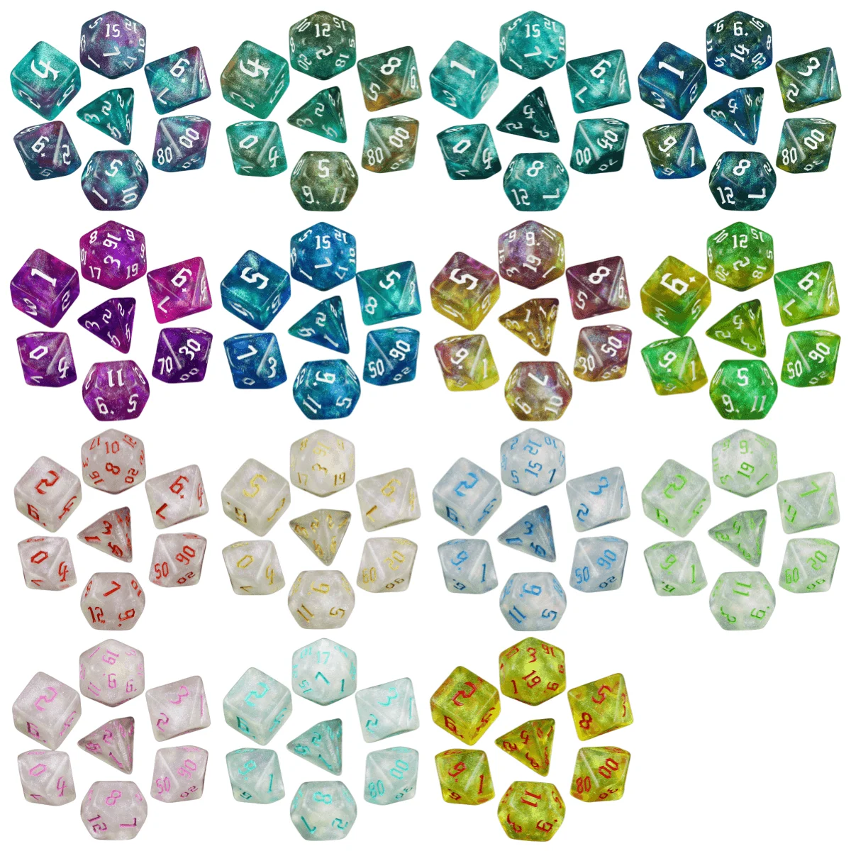 AliExpress DND Dice RPG Dice Amazing Colours Mixing Fantasy Starlight Effect Unique Retro Font Styles For Roll Playing Card Games, view 6