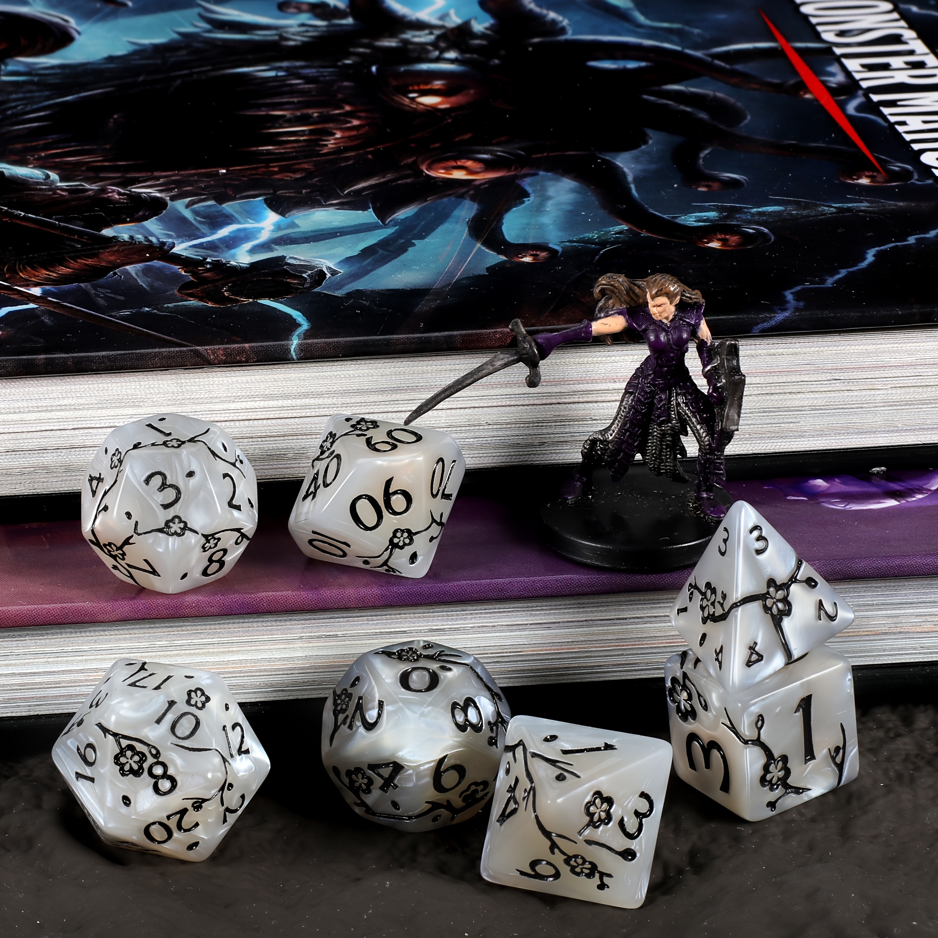AliExpress DND Dice Set -7pc Plum Flower Polyhedral Dice for D&D RPG MTG Role Playing Table Party Games & DM & Dice Goblin