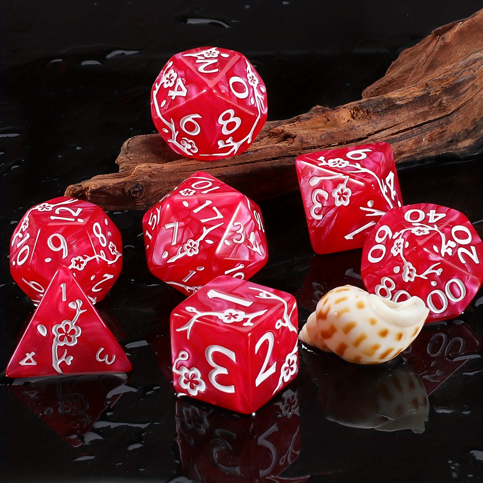 AliExpress DND Dice Set -7pc Plum Flower Polyhedral Dice for D&D RPG MTG Role Playing Table Party Games & DM & Dice Goblin, view 6