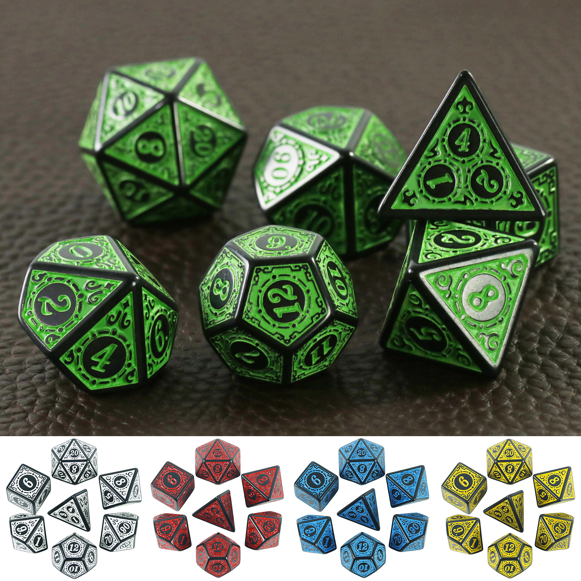 AliExpress DND Dice Set Polyhedral Dice High Quality Plastic Dice Set Unique Patterns Amazing Retro Font Styles For Role Playing Games