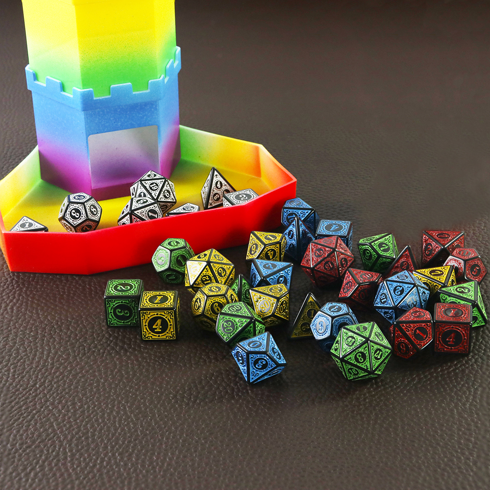 AliExpress DND Dice Set Polyhedral Dice High Quality Plastic Dice Set Unique Patterns Amazing Retro Font Styles For Role Playing Games, view 2