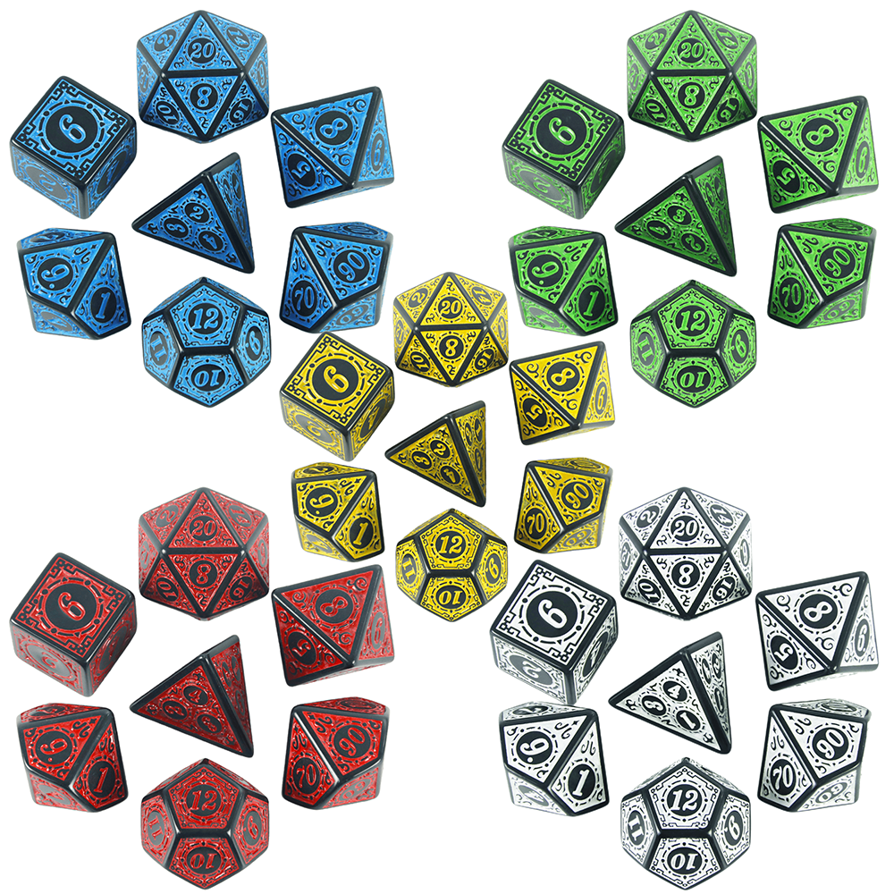 AliExpress DND Dice Set Polyhedral Dice High Quality Plastic Dice Set Unique Patterns Amazing Retro Font Styles For Role Playing Games, view 3