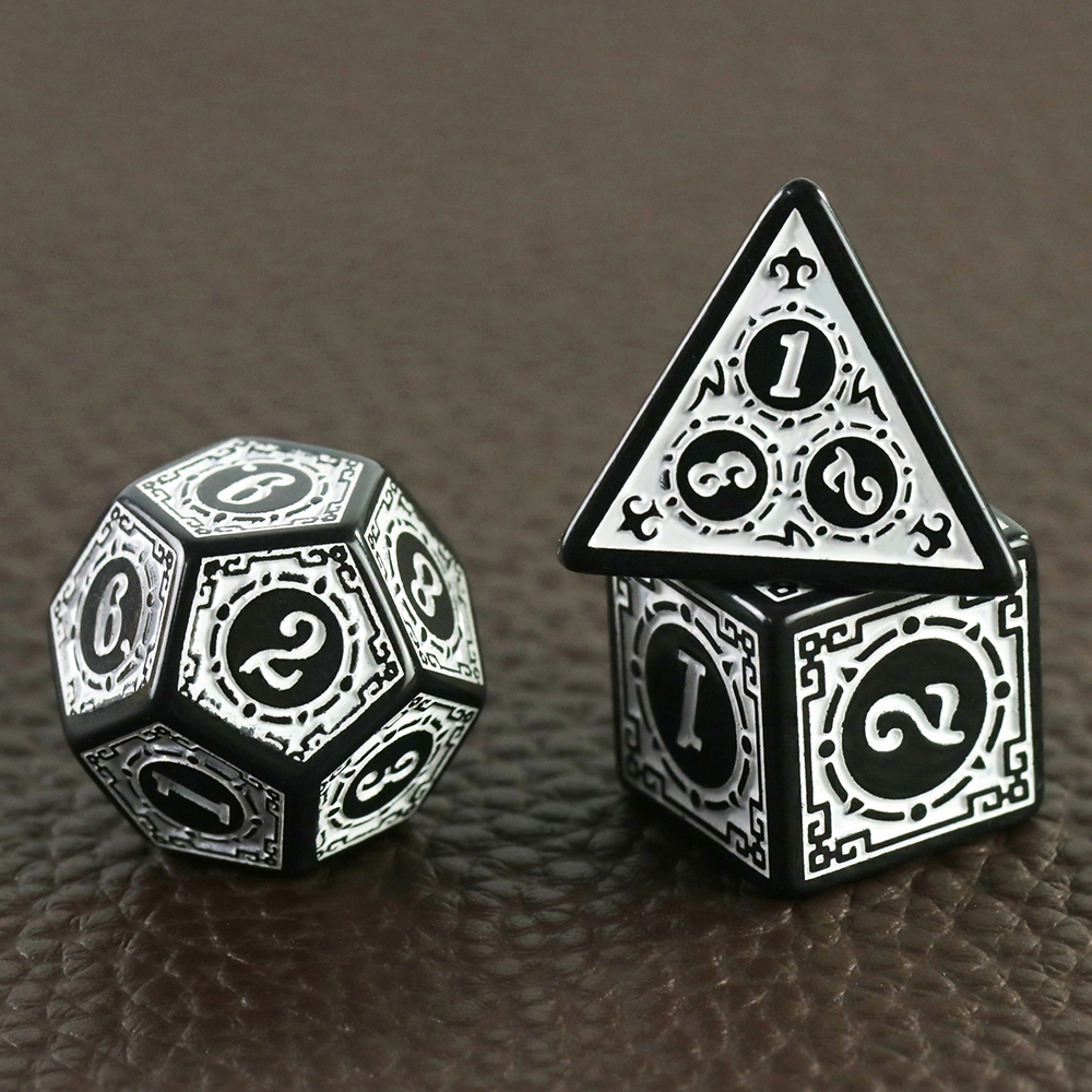 AliExpress DND Dice Set Polyhedral Dice High Quality Plastic Dice Set Unique Patterns Amazing Retro Font Styles For Role Playing Games, view 5
