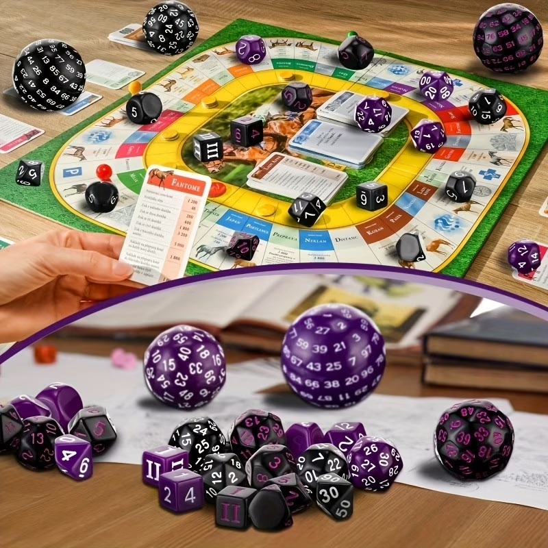 AliExpress DND Polyhedron D3-D100 Dice Set (15 Pieces) for Roleplaying Tabletop Game with Drawstring Pouch, view 2