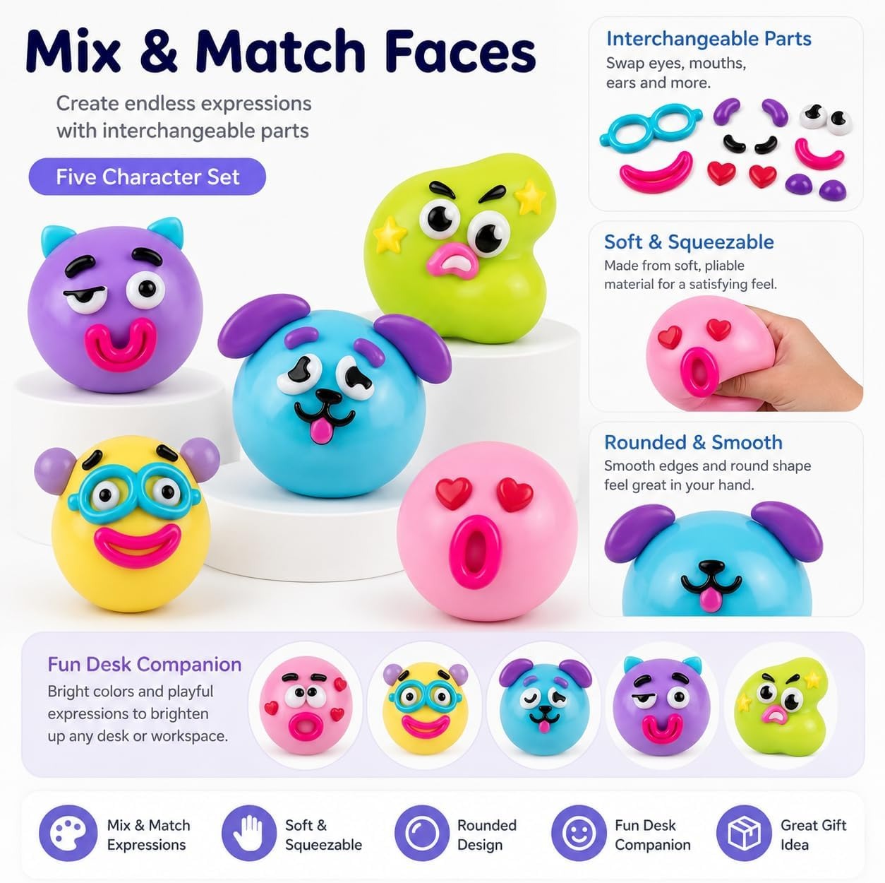AliExpress Dog Face Swap Squishy Toy Soft Moldable Cute Slow Rise Squeeze Toy Relaxing Sensory Fidget for Adults Home Office Play Gift , view 3