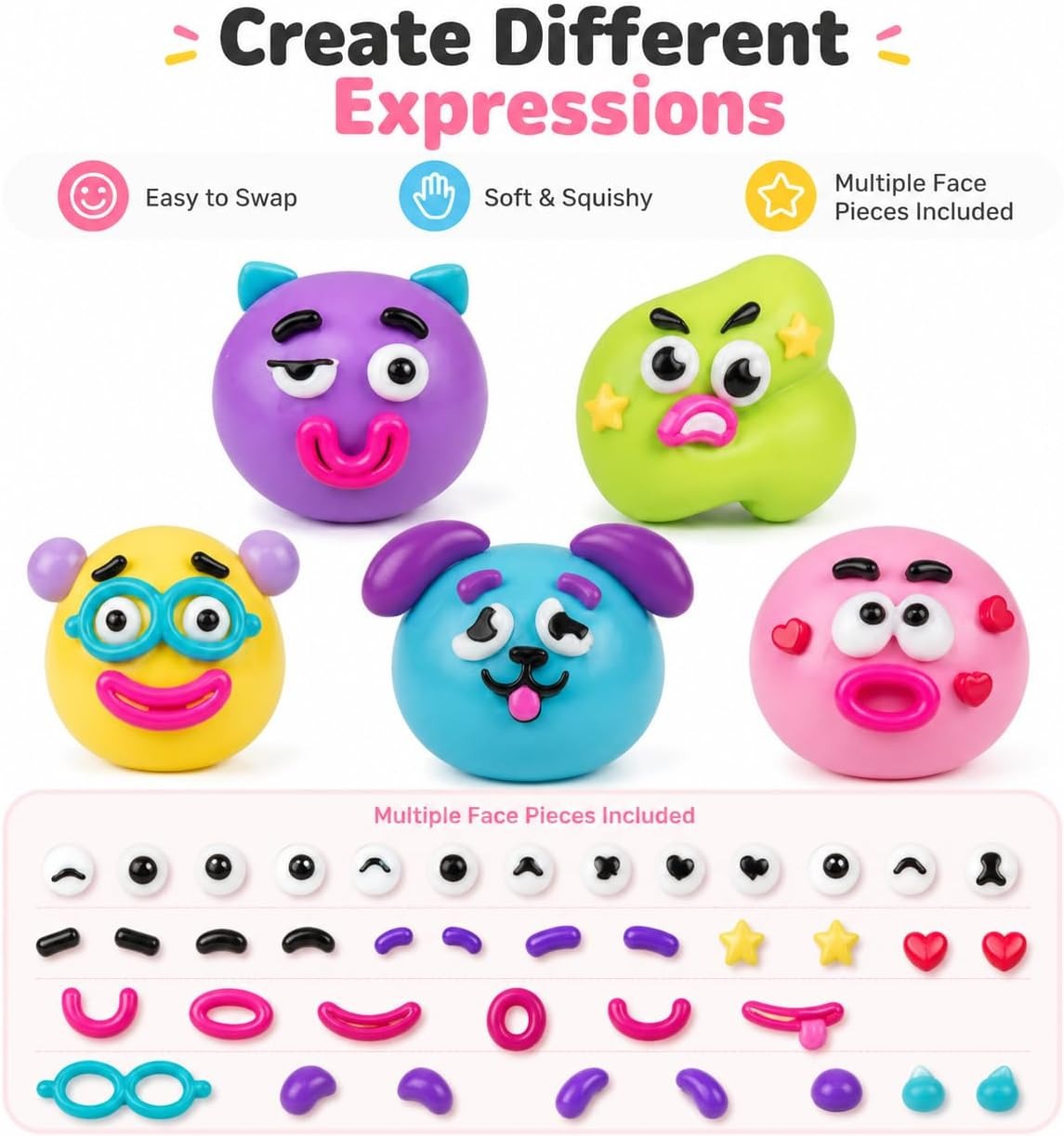 AliExpress Dog Face Swap Squishy Toy Soft Moldable Cute Slow Rise Squeeze Toy Relaxing Sensory Fidget for Adults Home Office Play Gift , view 4