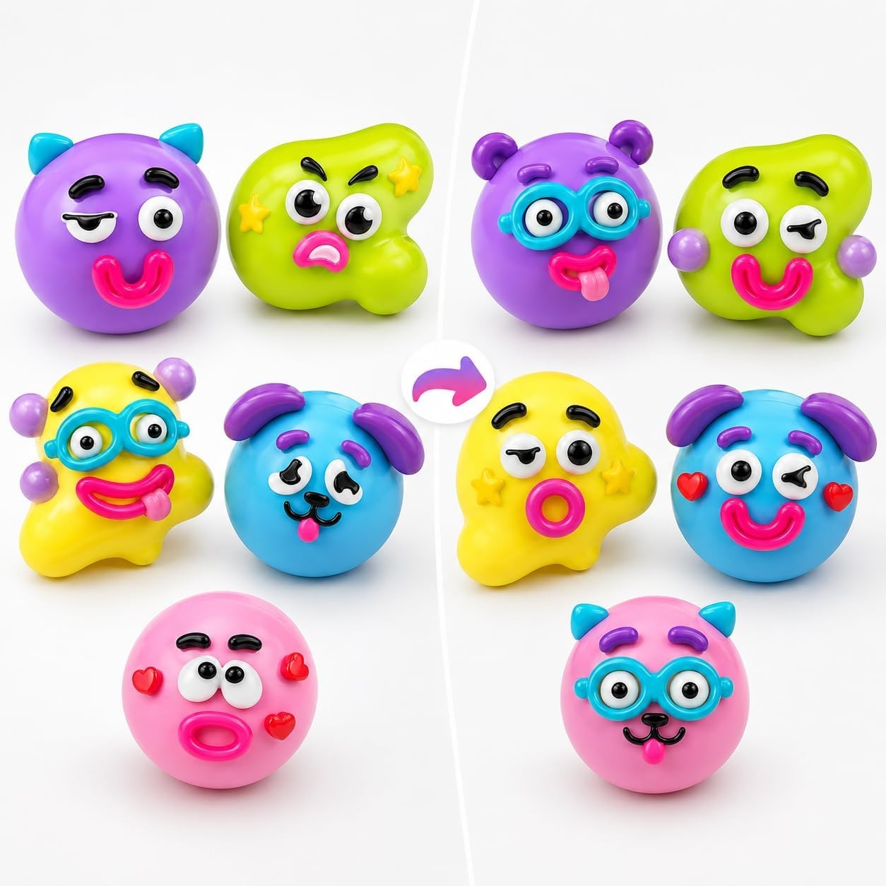 AliExpress Dog Face Swap Squishy Toy Soft Moldable Cute Slow Rise Squeeze Toy Relaxing Sensory Fidget for Adults Home Office Play Gift , view 5