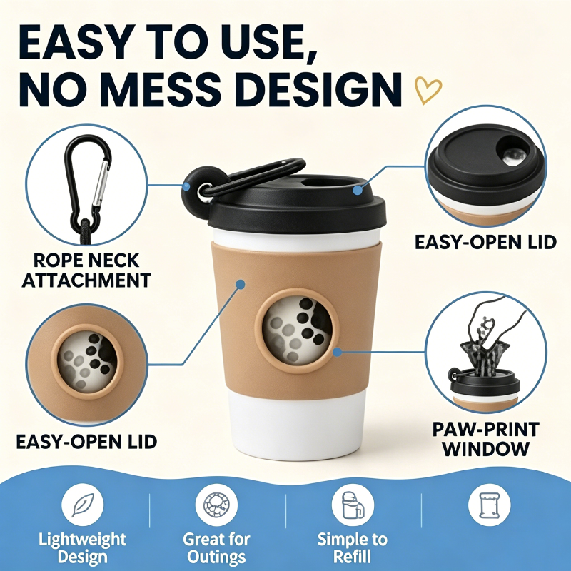 AliExpress Coffee Cup Dog Poop Bag Dispenser with Clip, view 6