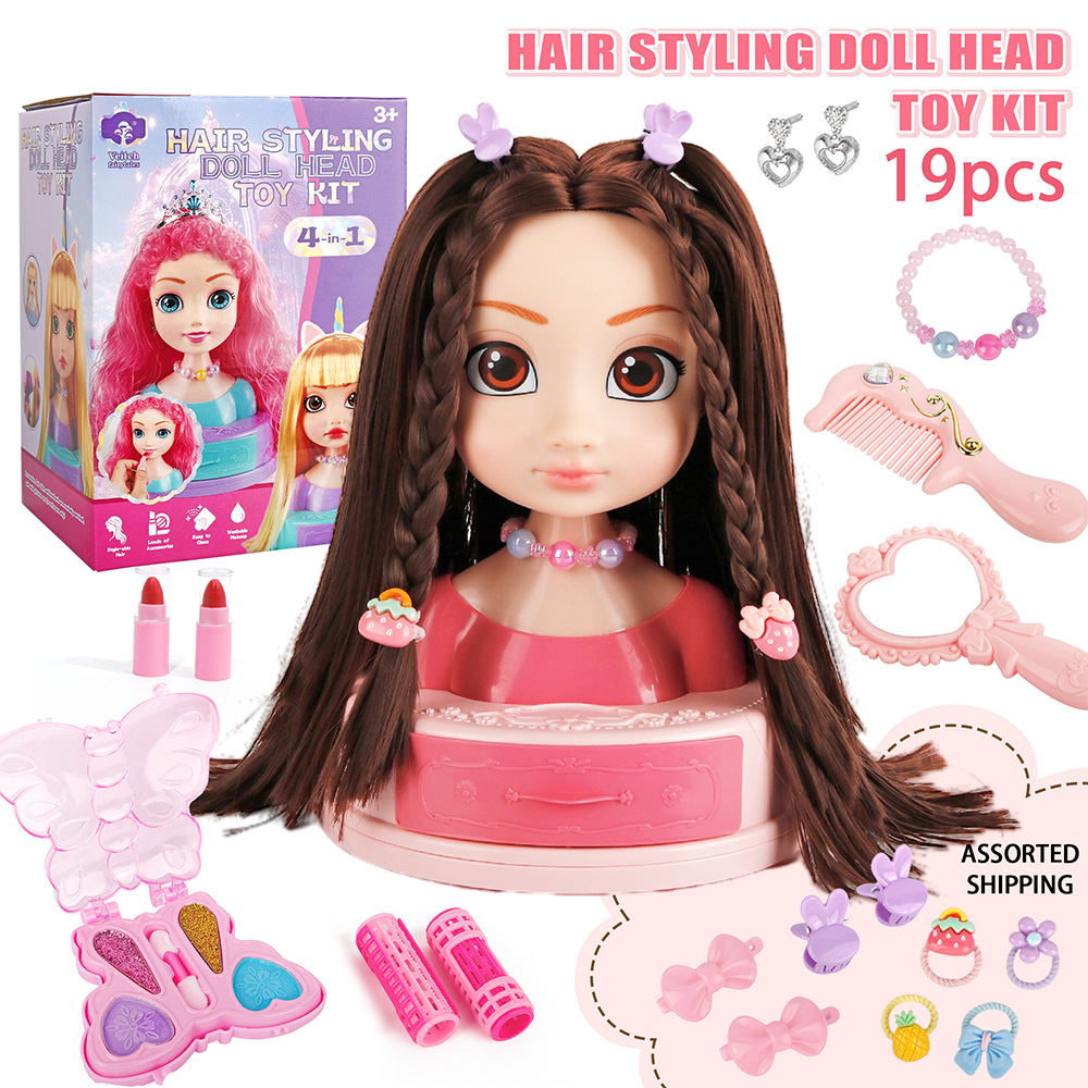 AliExpress Doll Head for Hair Styling Makeup Play House Fashion Princess Dress Up Practice Hairpins Curling Iron DIY Tools for Kids Salon
