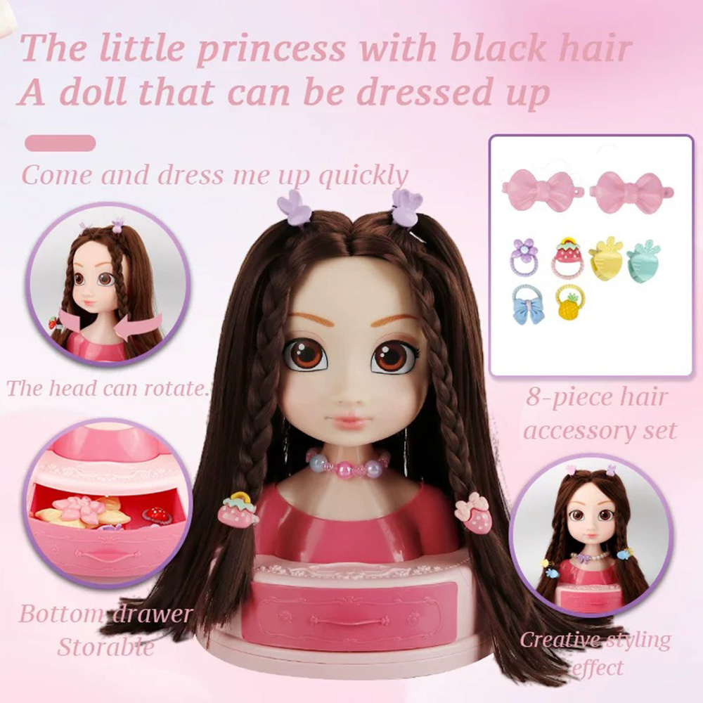 AliExpress Doll Head for Hair Styling Makeup Play House Fashion Princess Dress Up Practice Hairpins Curling Iron DIY Tools for Kids Salon, view 6