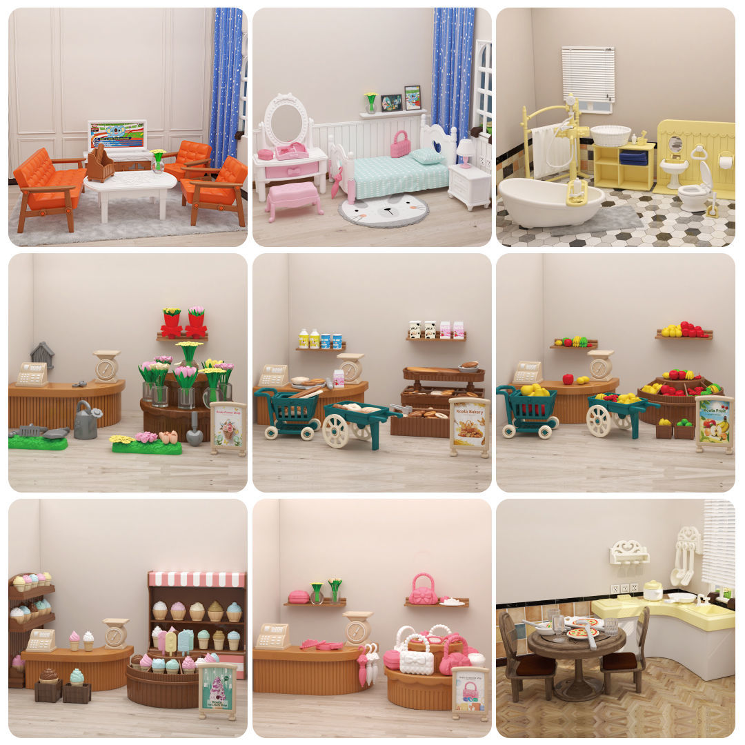 AliExpress Dollhouse Miniature Furniture Accessories 1/12 Supermarket Micro Model Bedroom Forest Family For Kitchen Toys Doll Girl Gift