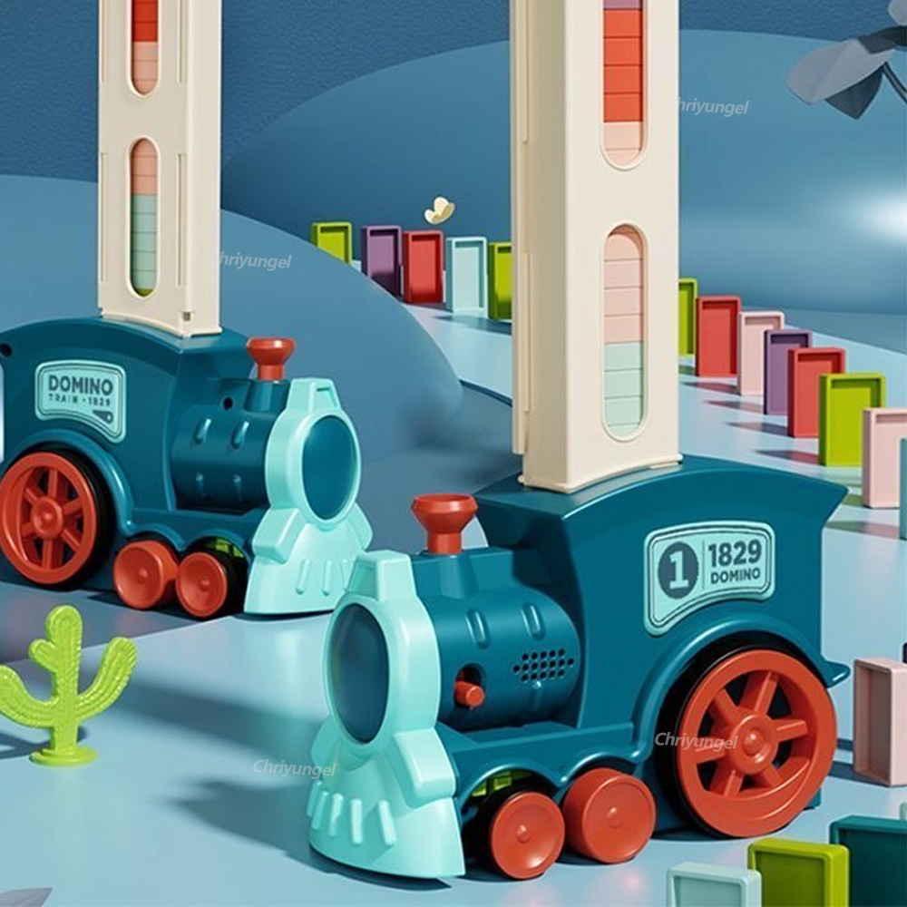 AliExpress Domino Train for kids Automatic Laying Electric Car Colorful Dominoes Set Brick Blocks Kits Games Educational Toys Girl Boy Gift, view 5