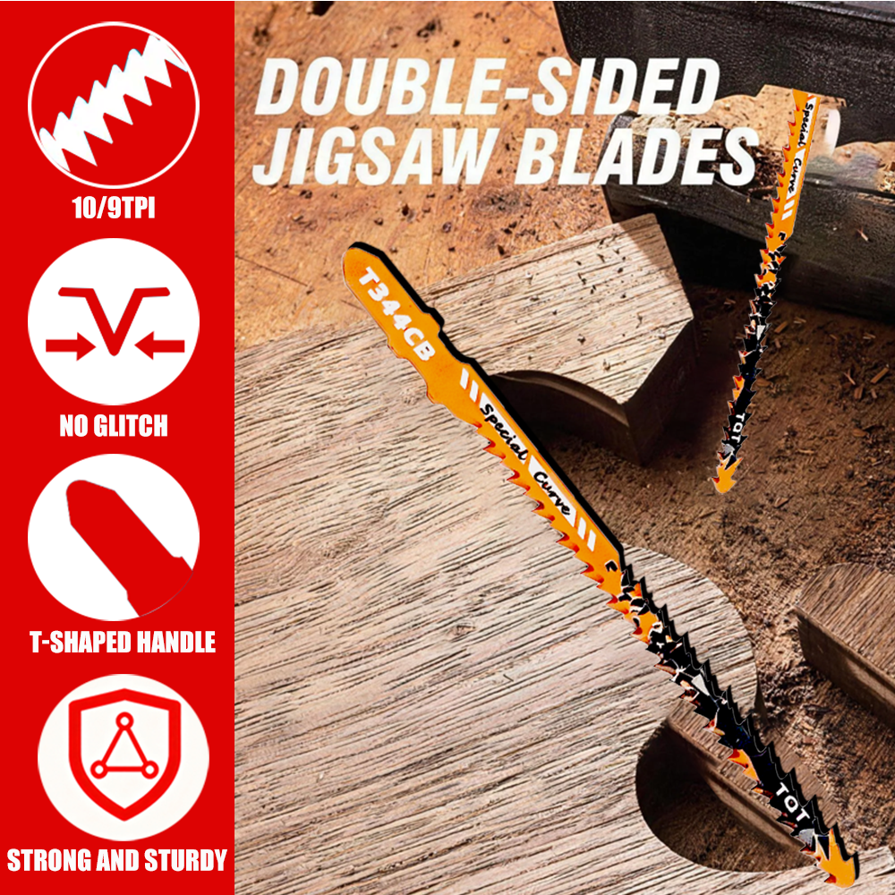 AliExpress Double-Sided Jigsaw Blades 10/9Tpi T344Cb for Efficient Curved Cutting, Wood & Plastic Saber Saw Blades Set for DIY & Carpenters, view 4