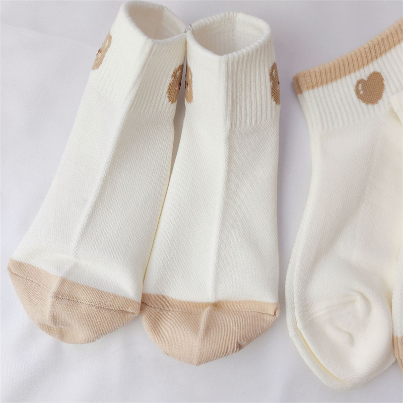 AliExpress Dreamlikelin 5pairs/Pack Spring Summer Women's Socks Cute Short Socks Korean Style Bear Smile Face Letters Print Ankle Socks, view 4