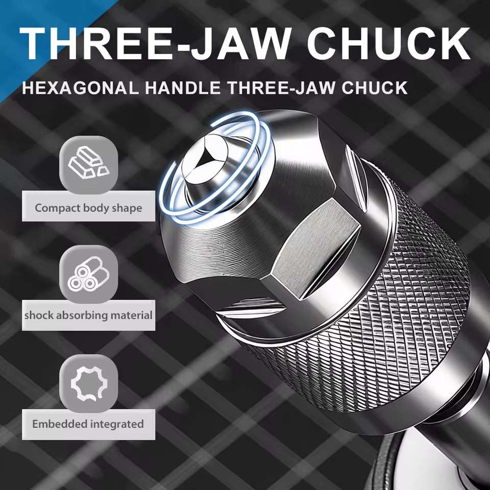 AliExpress Drill Chuck Adapter Quick Change Pneumatic Drill Chuck 3-Jaw Hex Shank Chuck Professional Converter Hex Shank for Woodworking, view 2
