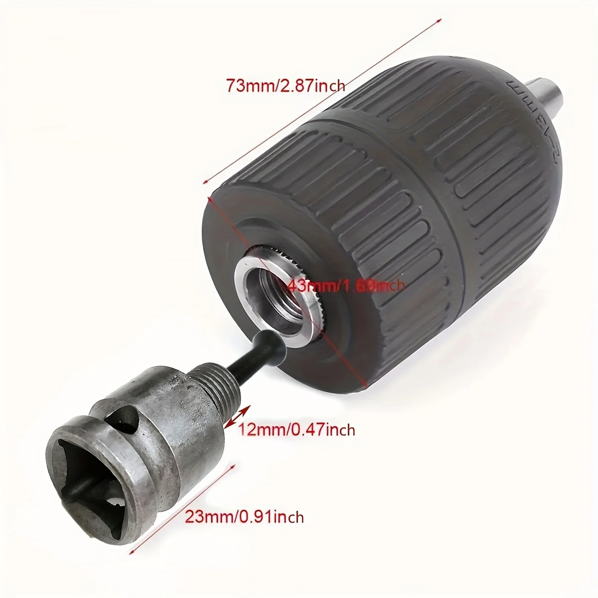 AliExpress Drill Chuck With 1/2inch Chuck Socket Square Female Adapter,1/2-20UNF Quick Grip Keyless Chuck 2mm~13mm(0.08"~0.51") Clamp Range, view 3