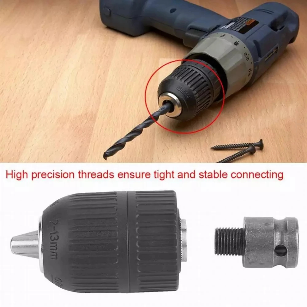 AliExpress Drill Chuck With 1/2inch Chuck Socket Square Female Adapter,1/2-20UNF Quick Grip Keyless Chuck 2mm~13mm(0.08"~0.51") Clamp Range, view 6