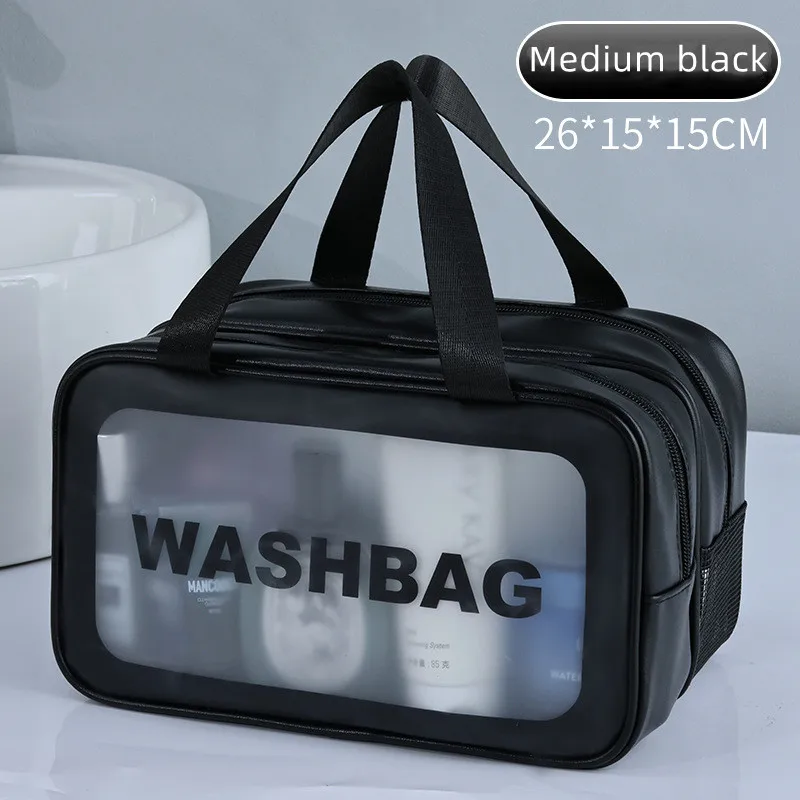 AliExpress Dry-wet separation double transparent PU makeup bag portable washing bag cosmetic storage bag travel fitness swimming essentials, view 6