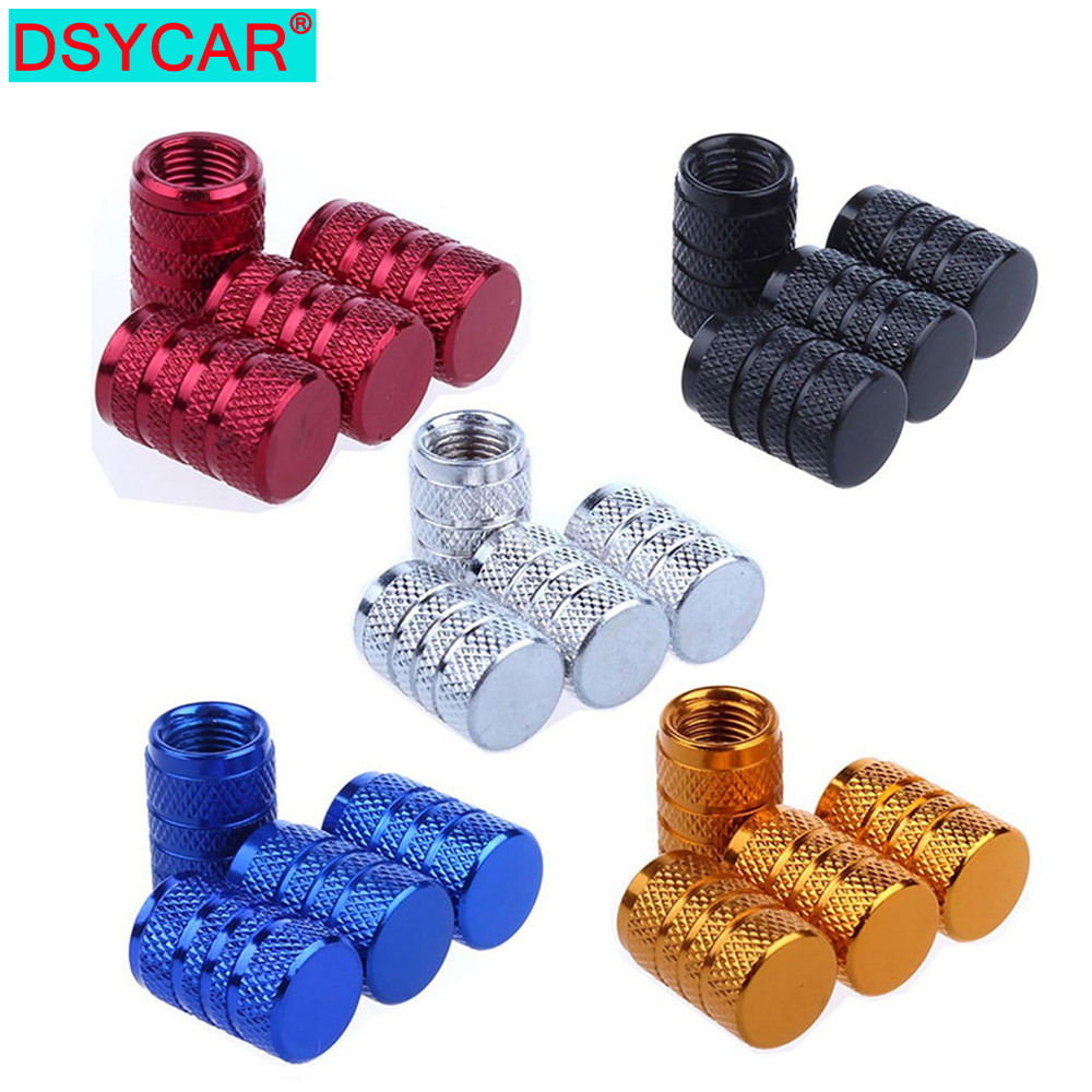 AliExpress DSYCAR 4Pcs Silver Car Tire Valve Stems Cap Knurling Style Tire Valve Cap Aluminum Tire Wheel Stem Air Valve Cap for US Schrader