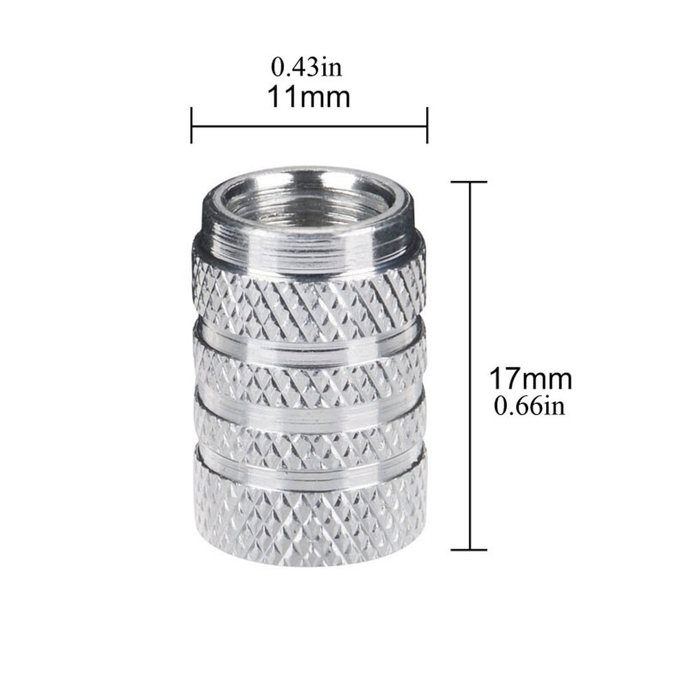 AliExpress DSYCAR 4Pcs Silver Car Tire Valve Stems Cap Knurling Style Tire Valve Cap Aluminum Tire Wheel Stem Air Valve Cap for US Schrader, view 2