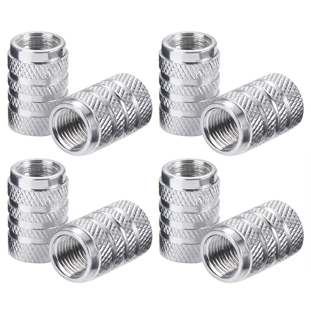 AliExpress DSYCAR 4Pcs Silver Car Tire Valve Stems Cap Knurling Style Tire Valve Cap Aluminum Tire Wheel Stem Air Valve Cap for US Schrader, view 4