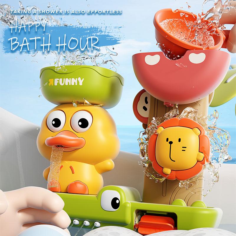 AliExpress Duck/Flower Shape Baby Bath Toy Play Water in Lion Waterwheel Children Fun in Shower Bathtub with Suction Cup in Kid Gift