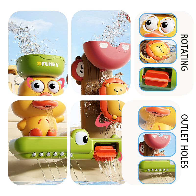 AliExpress Duck/Flower Shape Baby Bath Toy Play Water in Lion Waterwheel Children Fun in Shower Bathtub with Suction Cup in Kid Gift, view 3