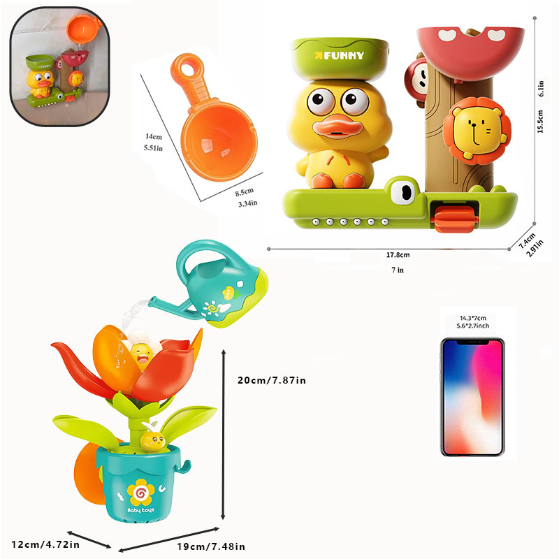 AliExpress Duck/Flower Shape Baby Bath Toy Play Water in Lion Waterwheel Children Fun in Shower Bathtub with Suction Cup in Kid Gift, view 4