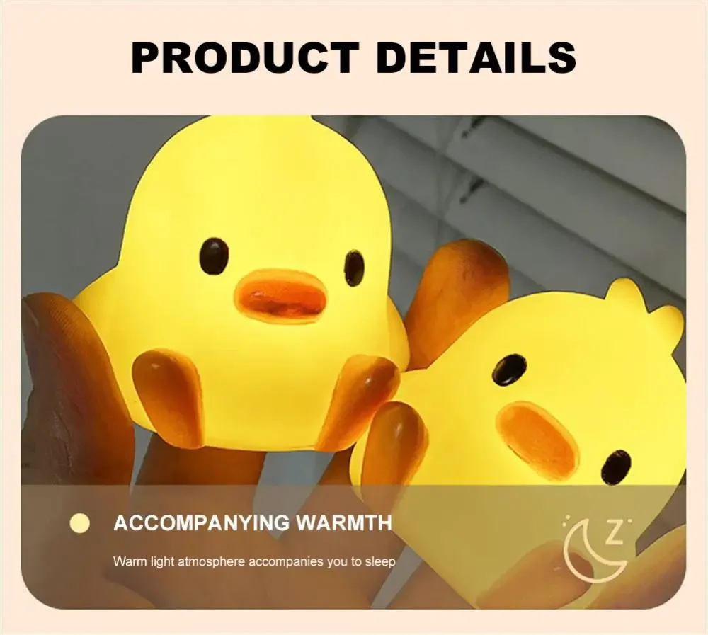 AliExpress Duck Night Light Bedroom Decoration Cute Cartoon Animal Night Light Christmas Gifts For Kids Room Bedside Sleeping Lamp, view 2