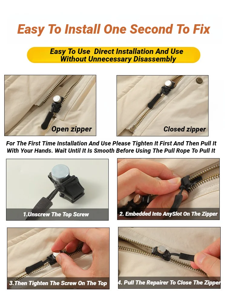 AliExpress Durable Metal Instant Zipper Puller DIY Removable Replacement Bad Buckle Zipper Head 3 Different Size Zipper Repair Kit