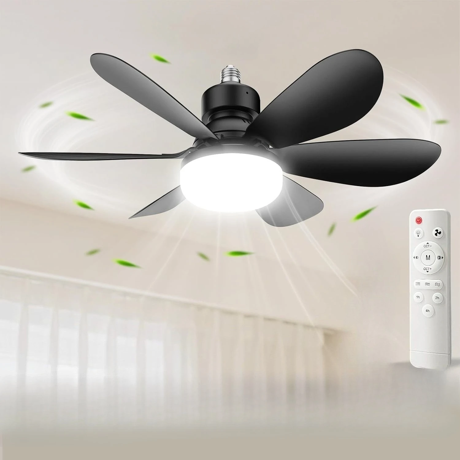 AliExpress E27 Base LED Ceiling Fan Light with Remote Control 85V-265V Voltage 3 Color Lights Dimmable Lamp for Living Room Home Decor