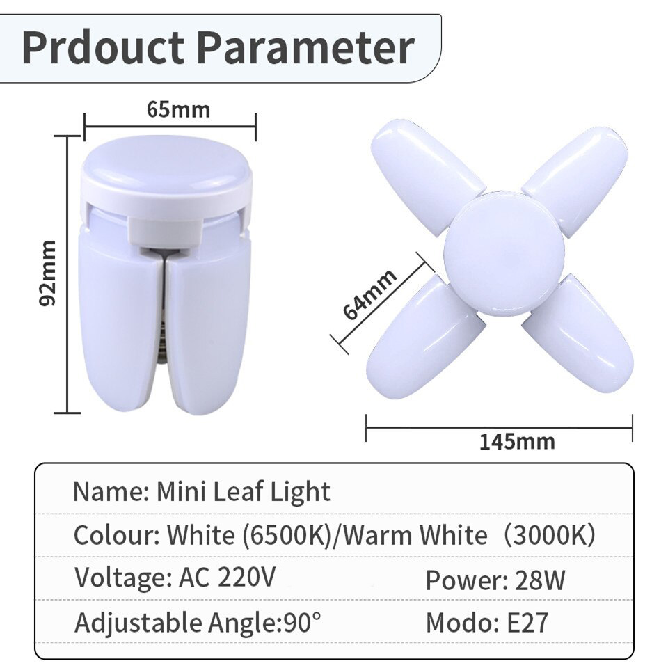 AliExpress E27 Foldable Fan-Blade LED Bulb, view 4