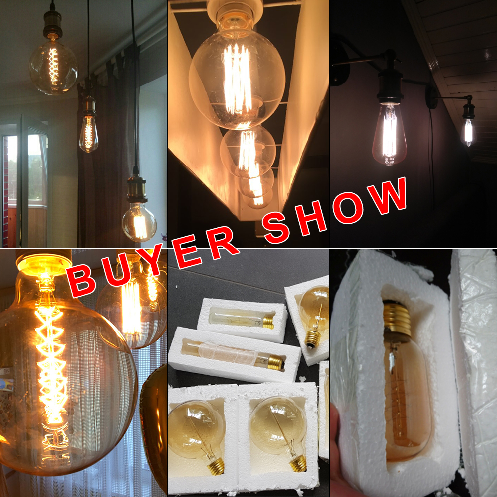 AliExpress E27 Retro Edison Bulb 220V 40W ST64 G80 G95 G125 Ampoule Vintage Edison Bulb Incandescent Lamp Home Decor Filament Light Bulb, view 2