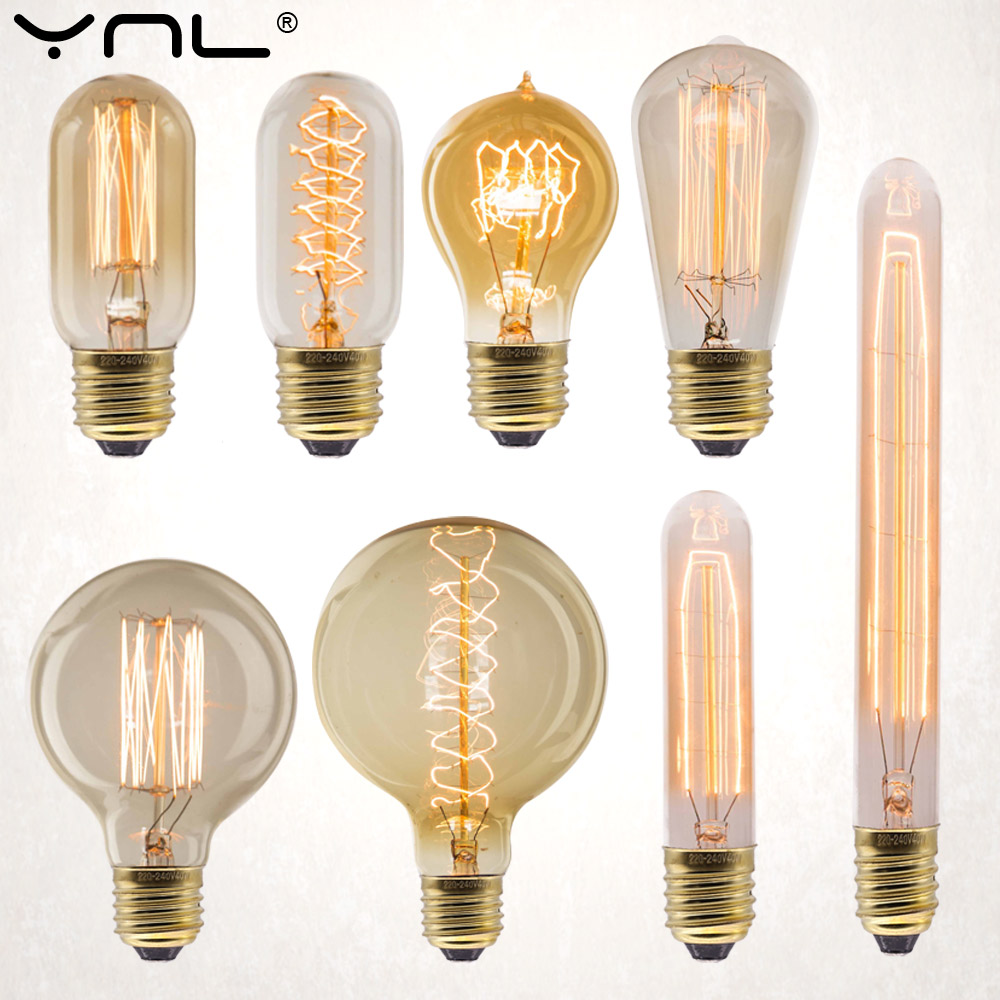 AliExpress E27 Retro Edison Bulb 220V 40W ST64 G80 G95 G125 Ampoule Vintage Edison Bulb Incandescent Lamp Home Decor Filament Light Bulb