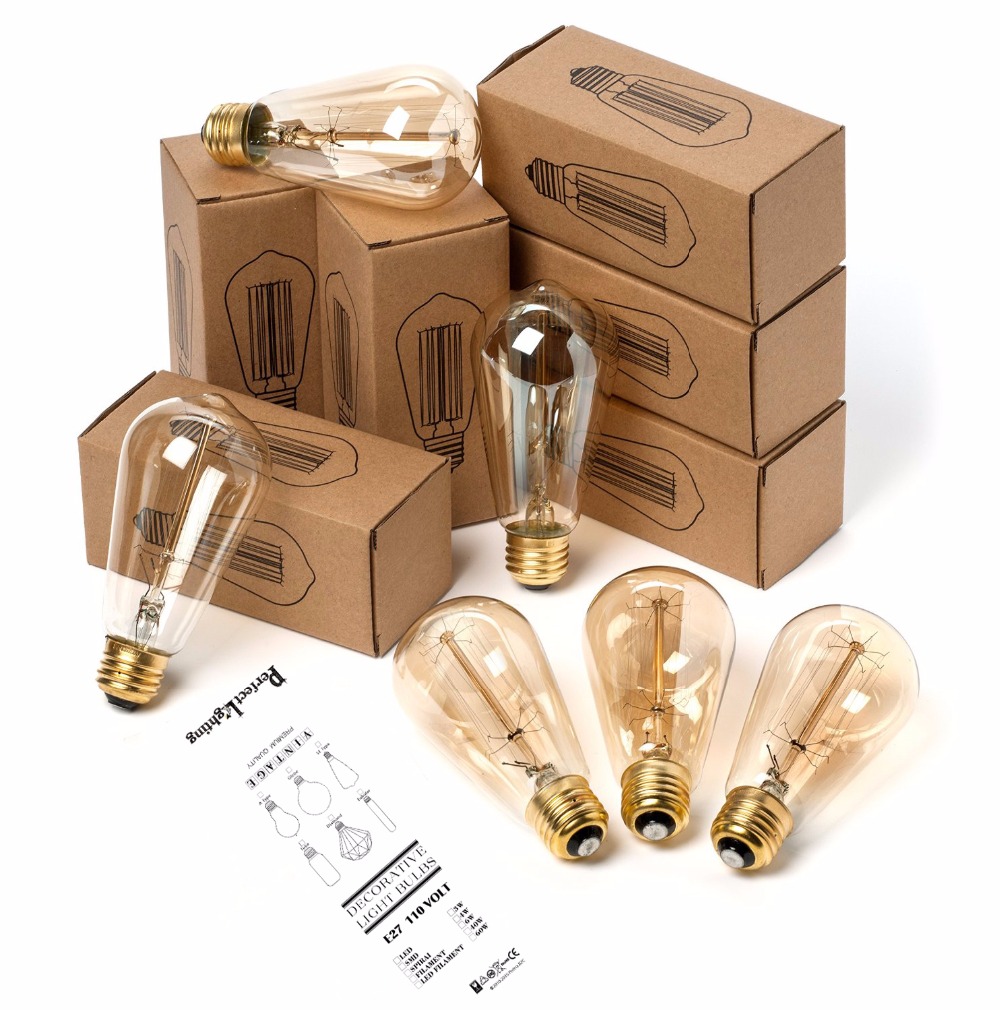 AliExpress E27 Retro Edison Bulb 220V 40W ST64 G80 G95 G125 Ampoule Vintage Edison Bulb Incandescent Lamp Home Decor Filament Light Bulb, view 3