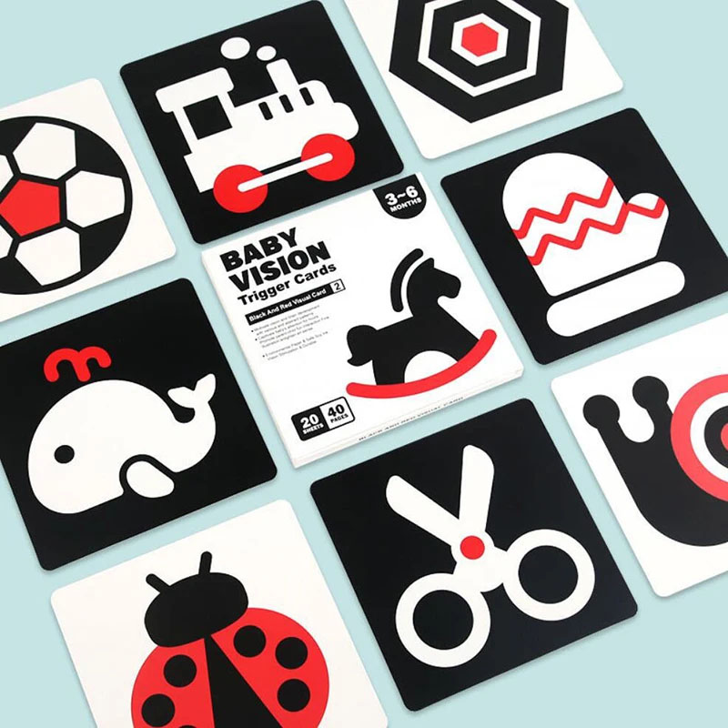 AliExpress Early Education Toys For Baby Montessori Black White Flash Cards High Contrast Visual Stimulation Cards Baby Montessori Toys, view 2