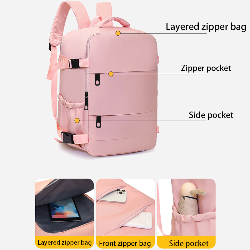 AliExpress Easy Carry Airplane Approved Backpack, Minimalist Solid Tone Multi-pocket Daypack for Daily Commute and Holiday, view 4